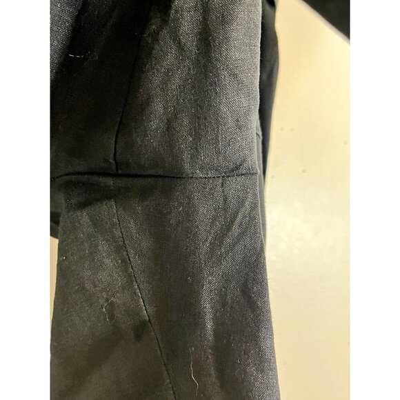 Coldwater Creek Linen Pant 16 Black Belted Neutral Classic Chic Preppy - Picture 9 of 12